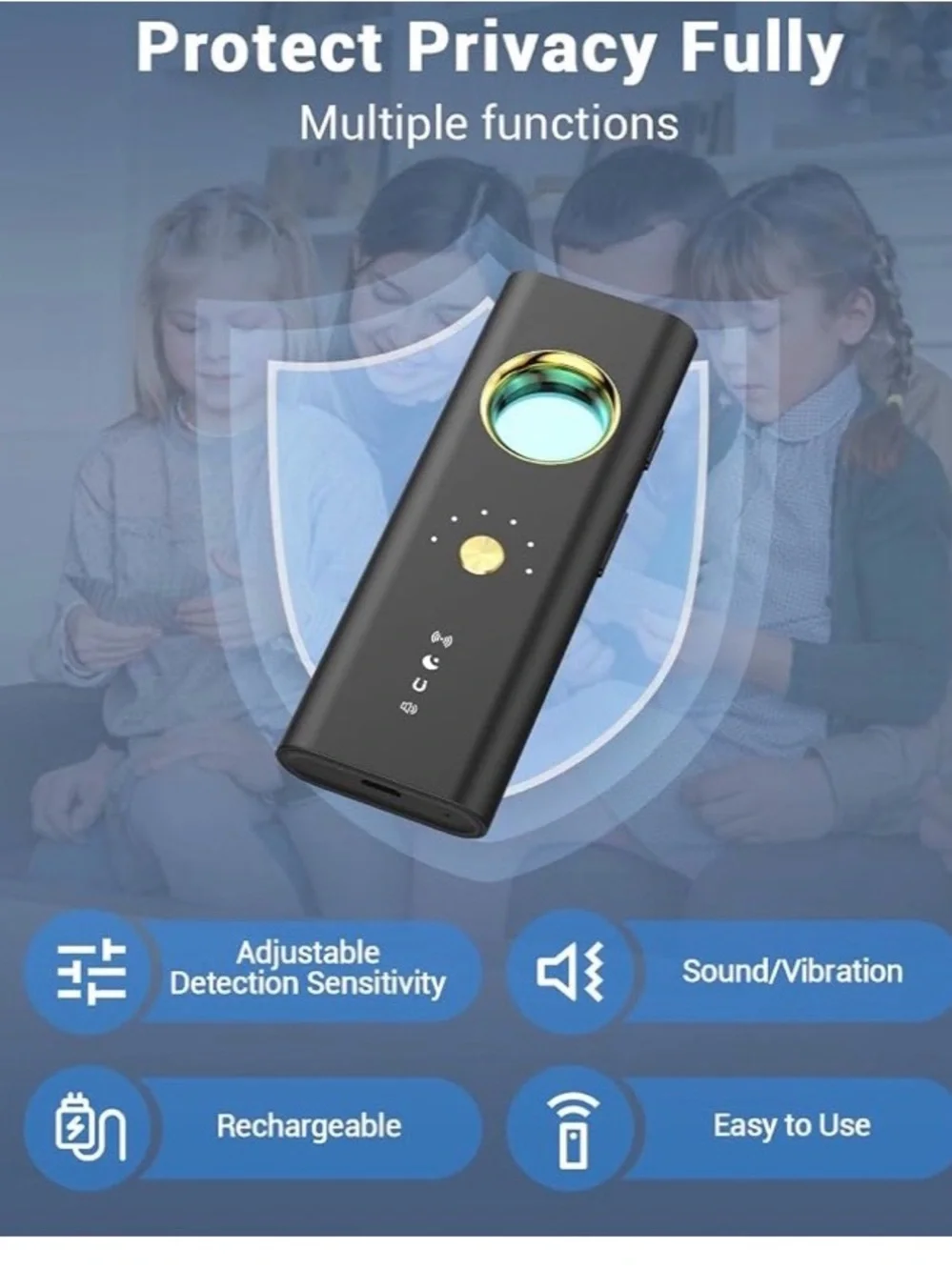 Black Handheld Camera Remote with Gold Accent